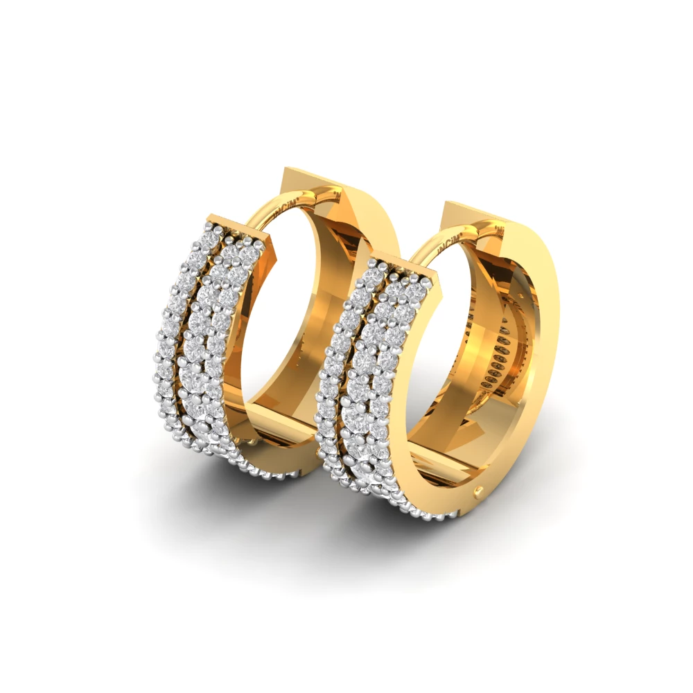 Pargold Solid Gold Dual Radiance Hoop Earrings -Gold_Diamond_Diamond_Static_Gold