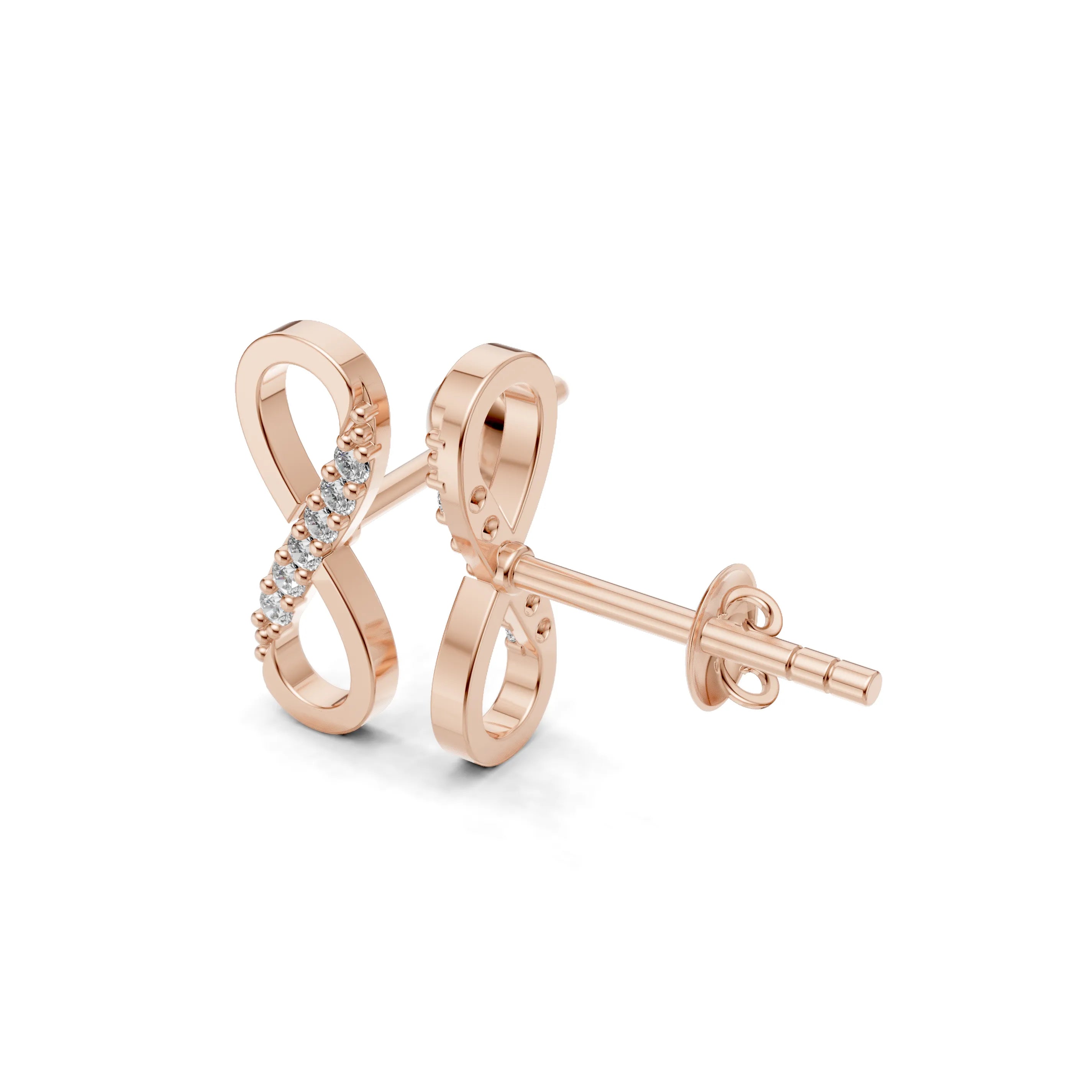 Pargold Solid Gold Infinity Loop Diamond Stud Earrings -Rose_Diamond_Diamond_Static_Rose