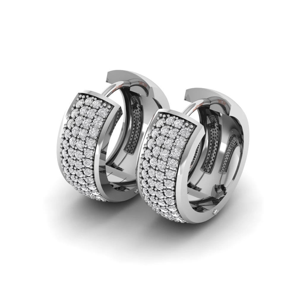 Pargold Solid Gold Glittering Gala Hoop Earrings -Silver_Diamond_Diamond_Static_Silver