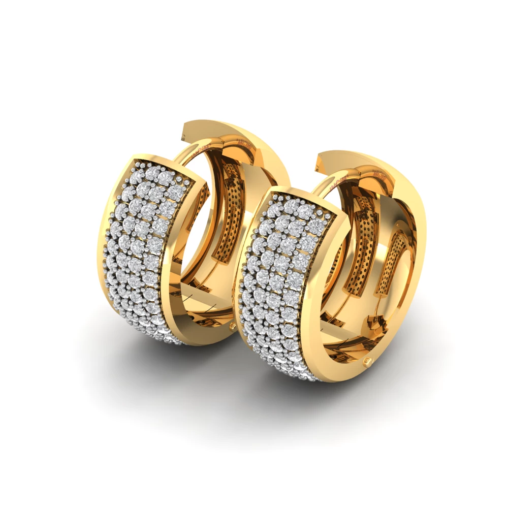 Pargold Solid Gold Glittering Gala Hoop Earrings -Gold_Diamond_Diamond_Static_Gold