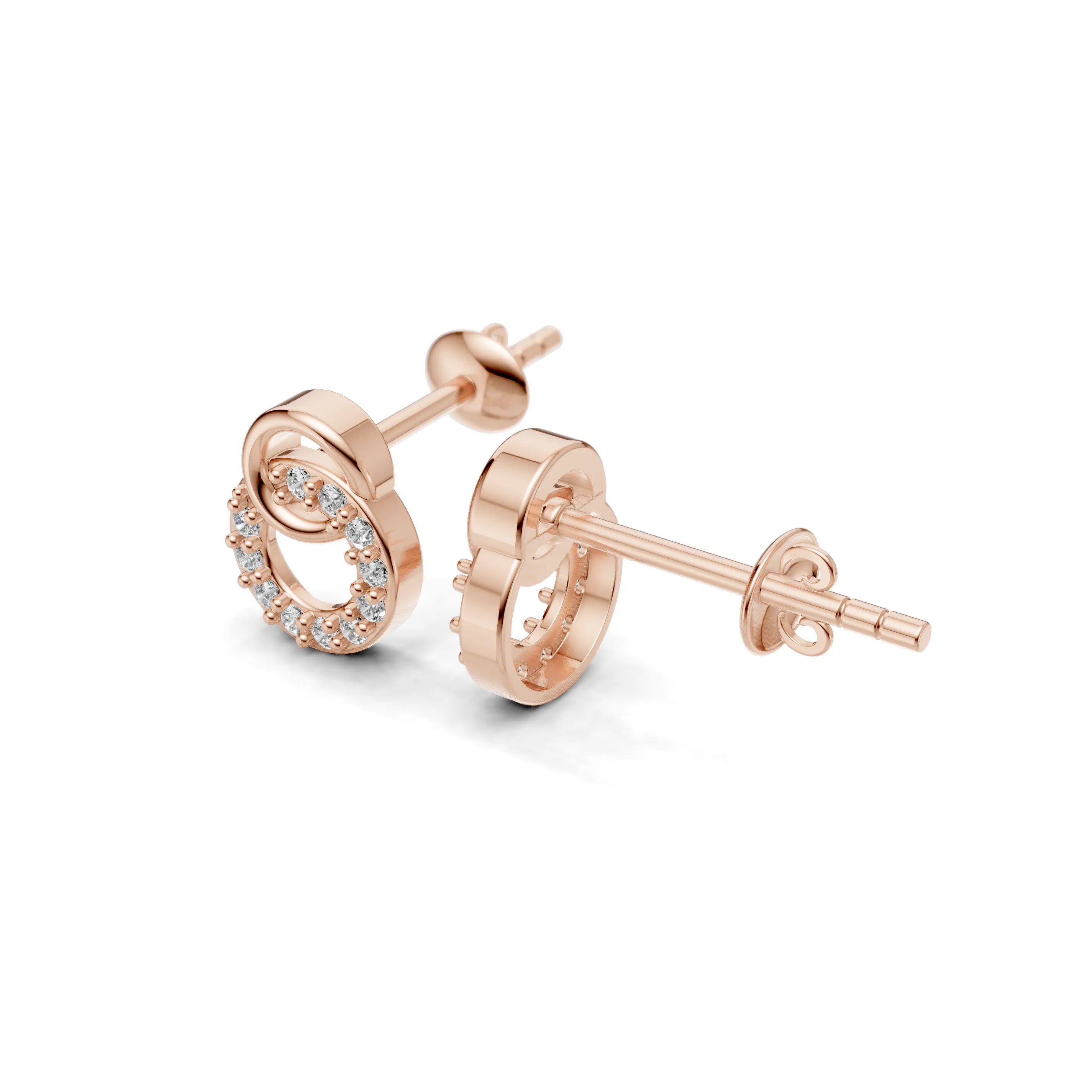 Pargold Solid Gold Elegant Radiant-Cut Gemstone Earrings -Rose_Diamond_Diamond_Static_Rose