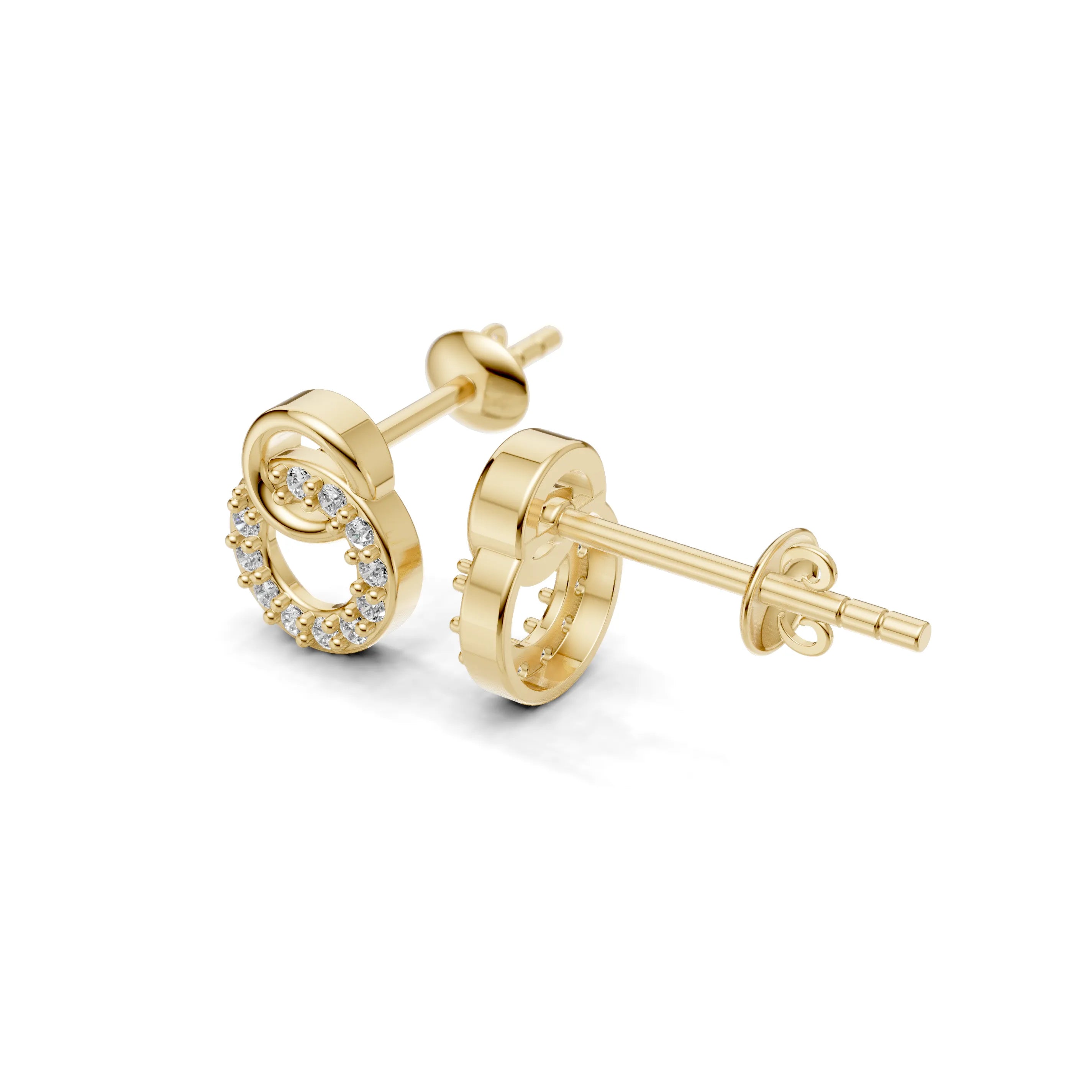 Pargold Solid Gold Elegant Radiant-Cut Gemstone Earrings -Gold_Diamond_Diamond_Static_Gold