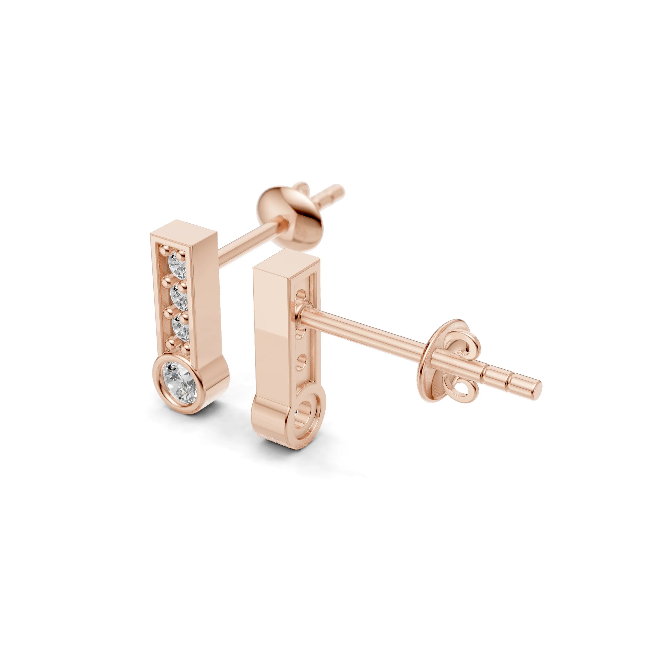 Pargold Solid Gold Elegant Gemstone Bar Earrings -Rose_Diamond_Diamond_Static_Rose