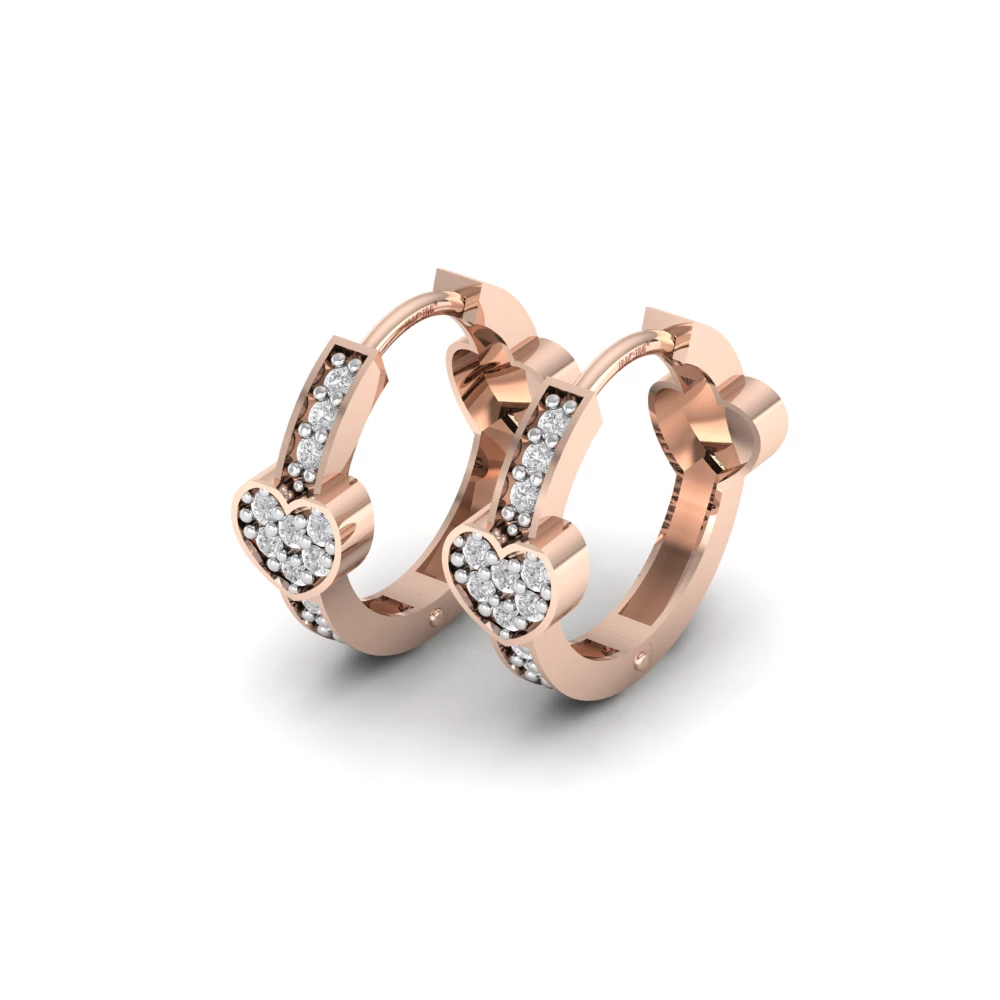 Pargold Solid Gold Heartfelt Sparkle Hoop Earrings -Rose_Diamond_Diamond_Static_Rose