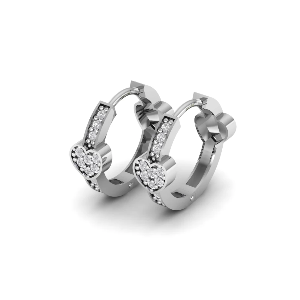 Pargold Solid Gold Heartfelt Sparkle Hoop Earrings -Silver_Diamond_Diamond_Static_Silver