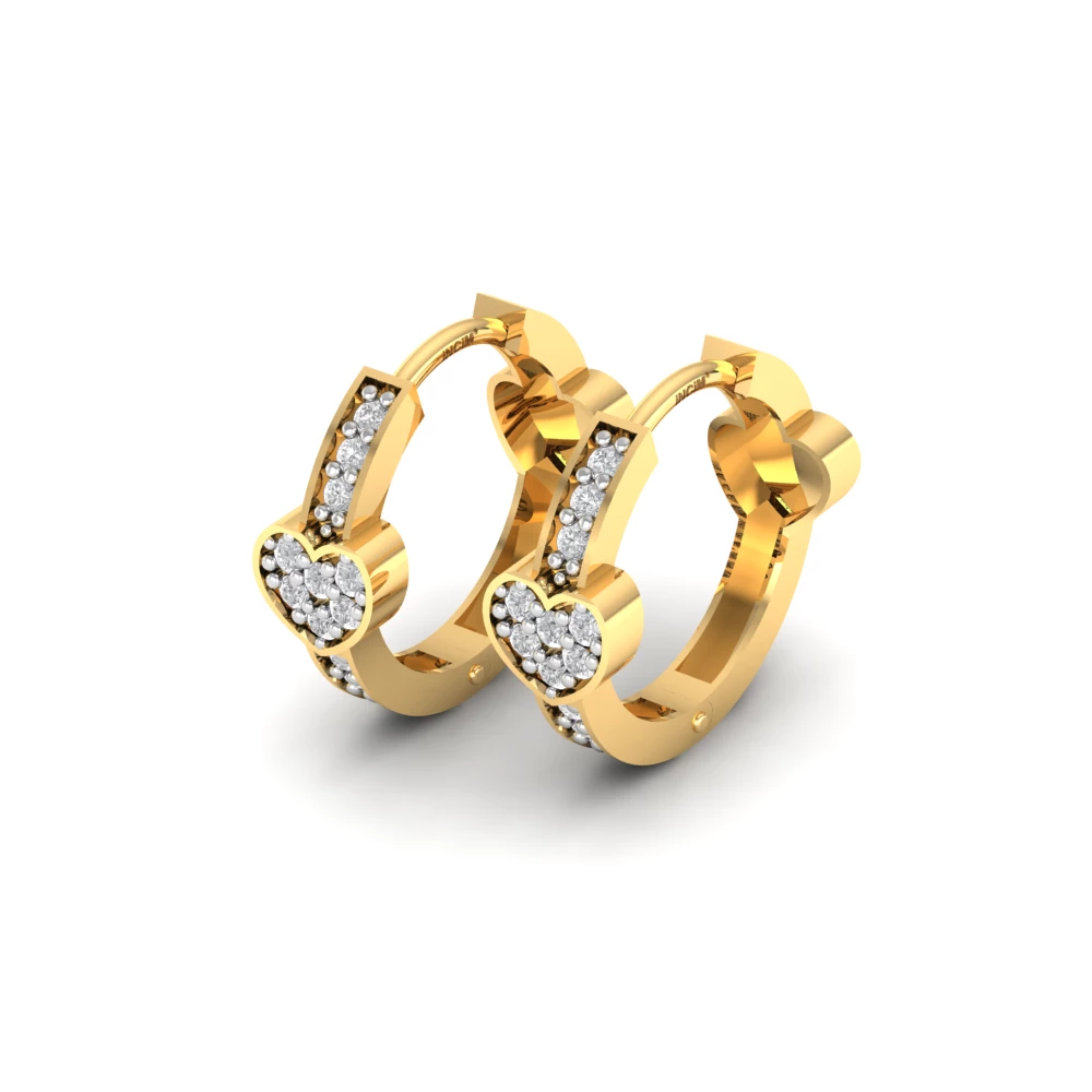 Pargold Solid Gold Heartfelt Sparkle Hoop Earrings -Gold_Diamond_Diamond_Static_Gold