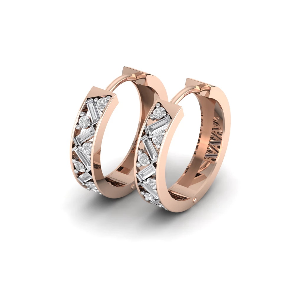 Pargold Solid Gold Geometric Allure Hoop Earrings -Rose_Diamond_Diamond_Static_Rose