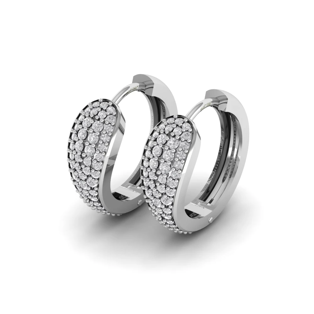 Pargold Solid Gold Lustrous Embrace Pav√© Hoop Earrings -Silver_Diamond_Diamond_Static_Silver