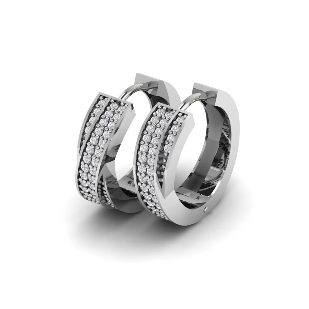 Pargold Solid Gold Twilight Gleam Hoop Earrings -Silver_Diamond_Diamond_Static_Silver