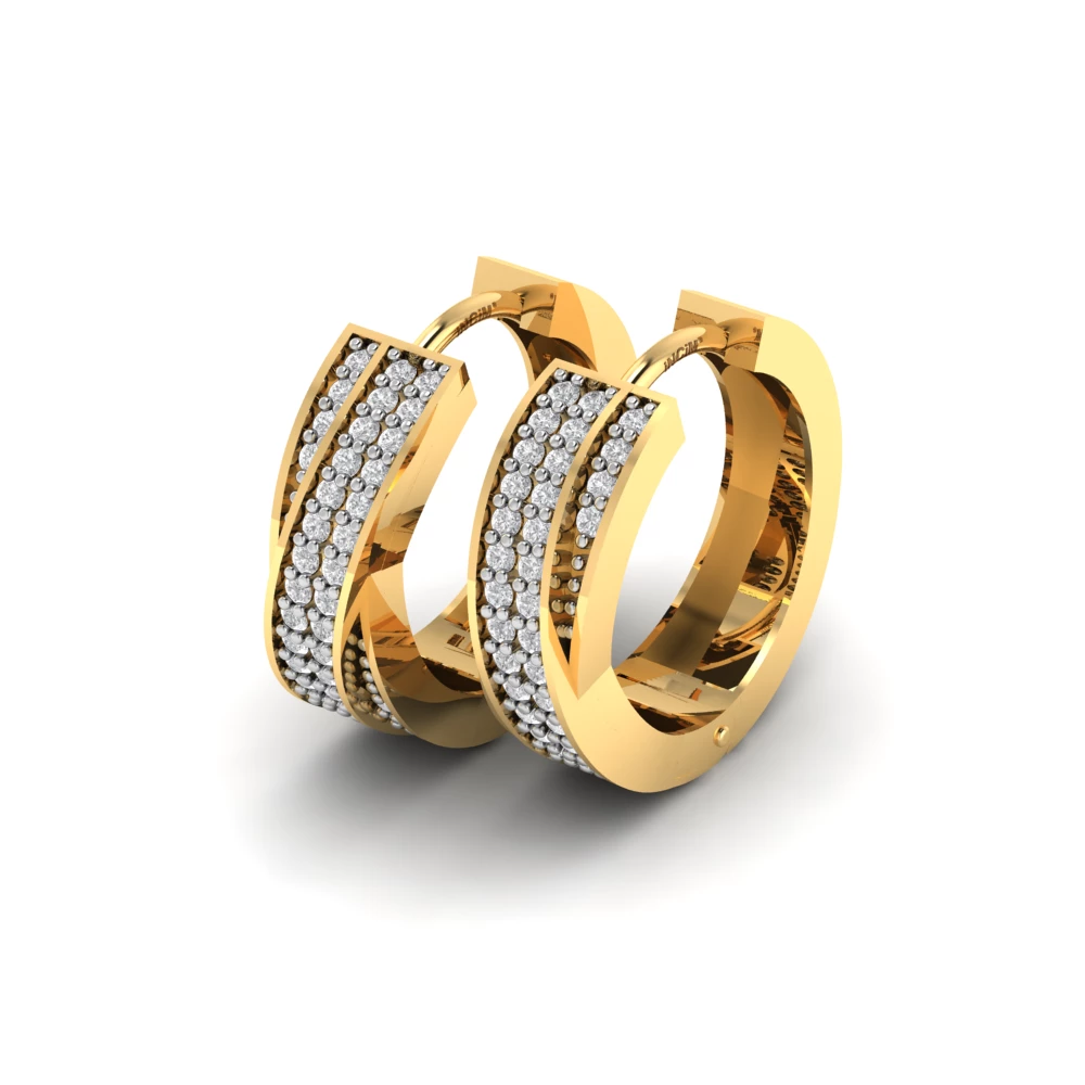 Pargold Solid Gold Twilight Gleam Hoop Earrings -Gold_Diamond_Diamond_Static_Gold