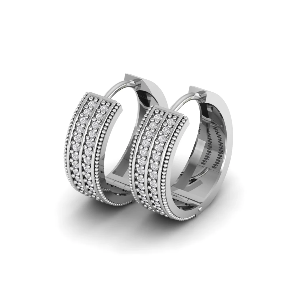 Pargold Solid Gold Milky Way Glitz Hoop Earrings -Silver_Diamond_Diamond_Static_Silver