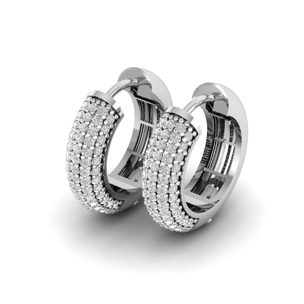 Pargold Solid Gold Stellar Halo Pav√© Earrings -Silver_Diamond_Diamond_Static_Silver