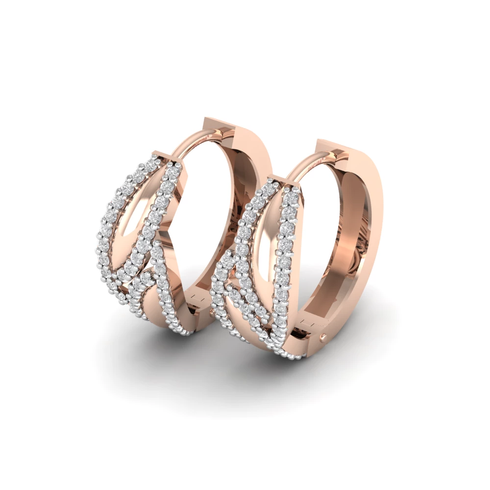 Pargold Solid Gold Serpentine Elegance Hoop Earrings -Rose_Diamond_Diamond_Static_Rose