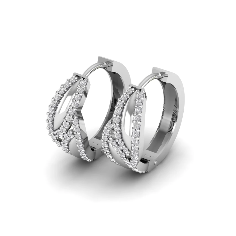 Pargold Solid Gold Serpentine Elegance Hoop Earrings -Silver_Diamond_Diamond_Static_Silver