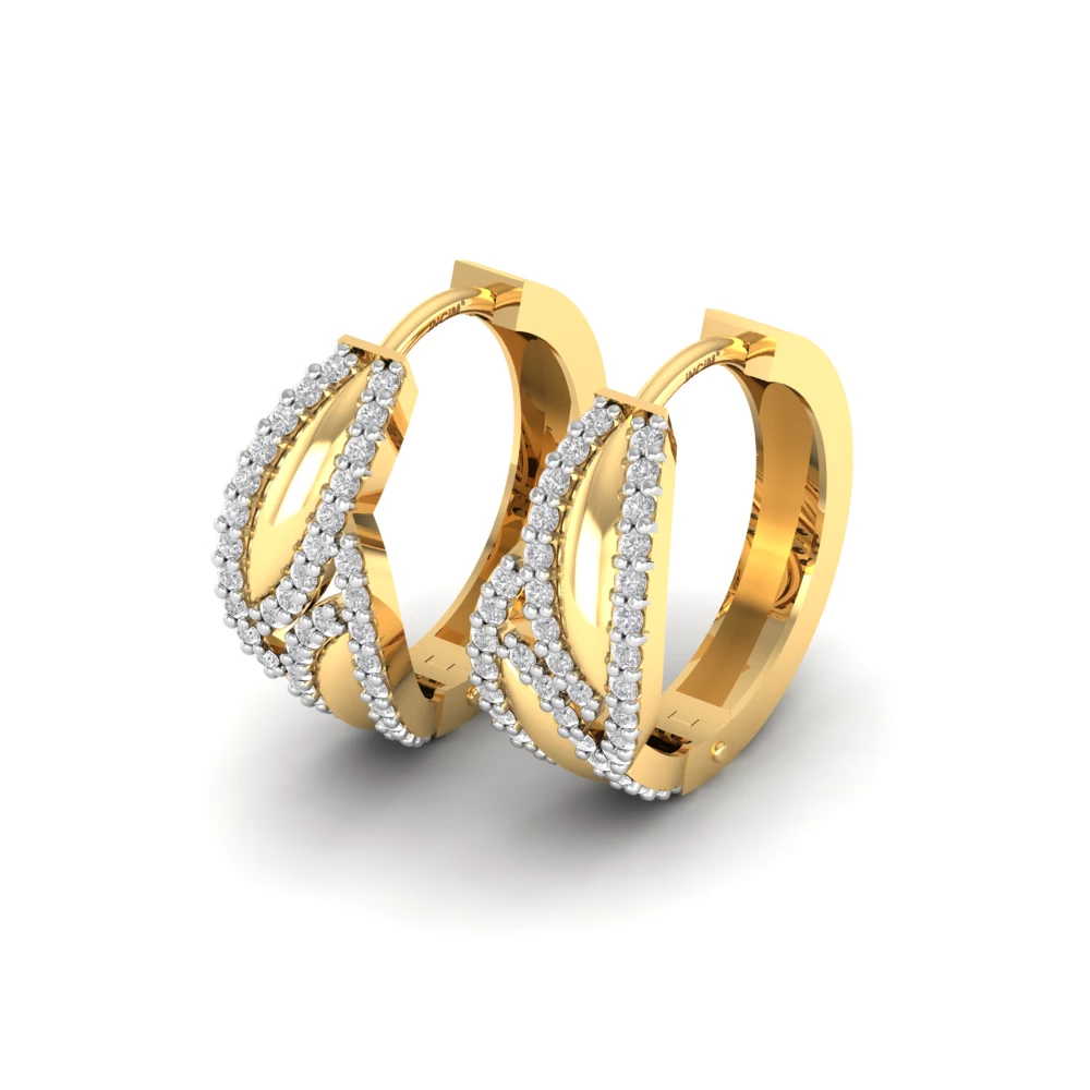 Pargold Solid Gold Serpentine Elegance Hoop Earrings -Gold_Diamond_Diamond_Static_Gold