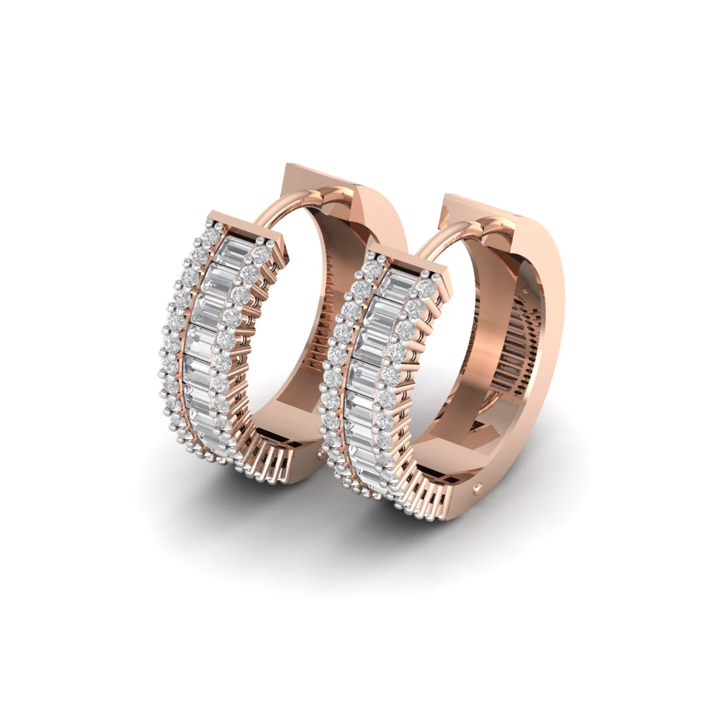 Pargold Solid Gold Luxe Notch Pav√© Hoop Earrings -Rose_Diamond_Diamond_Static_Rose