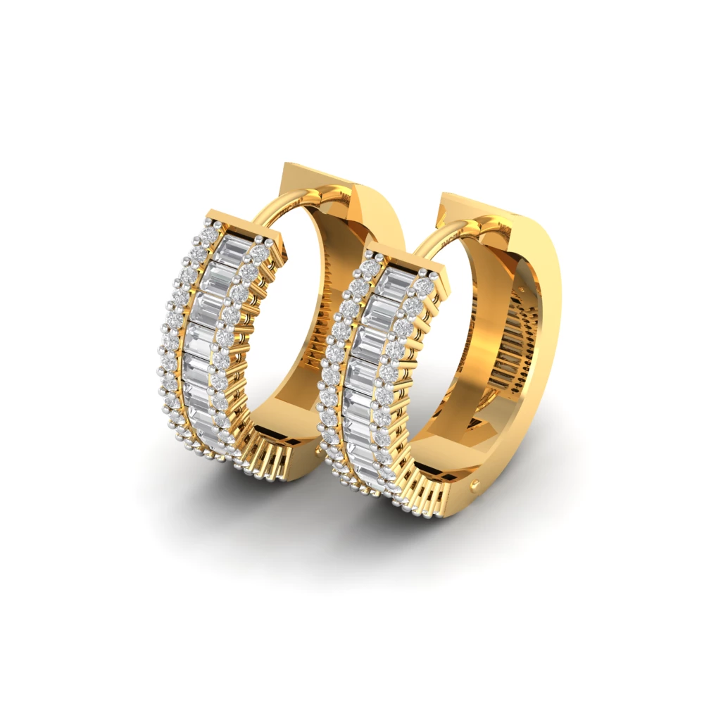 Pargold Solid Gold Luxe Notch Pav√© Hoop Earrings -Gold_Diamond_Diamond_Static_Gold