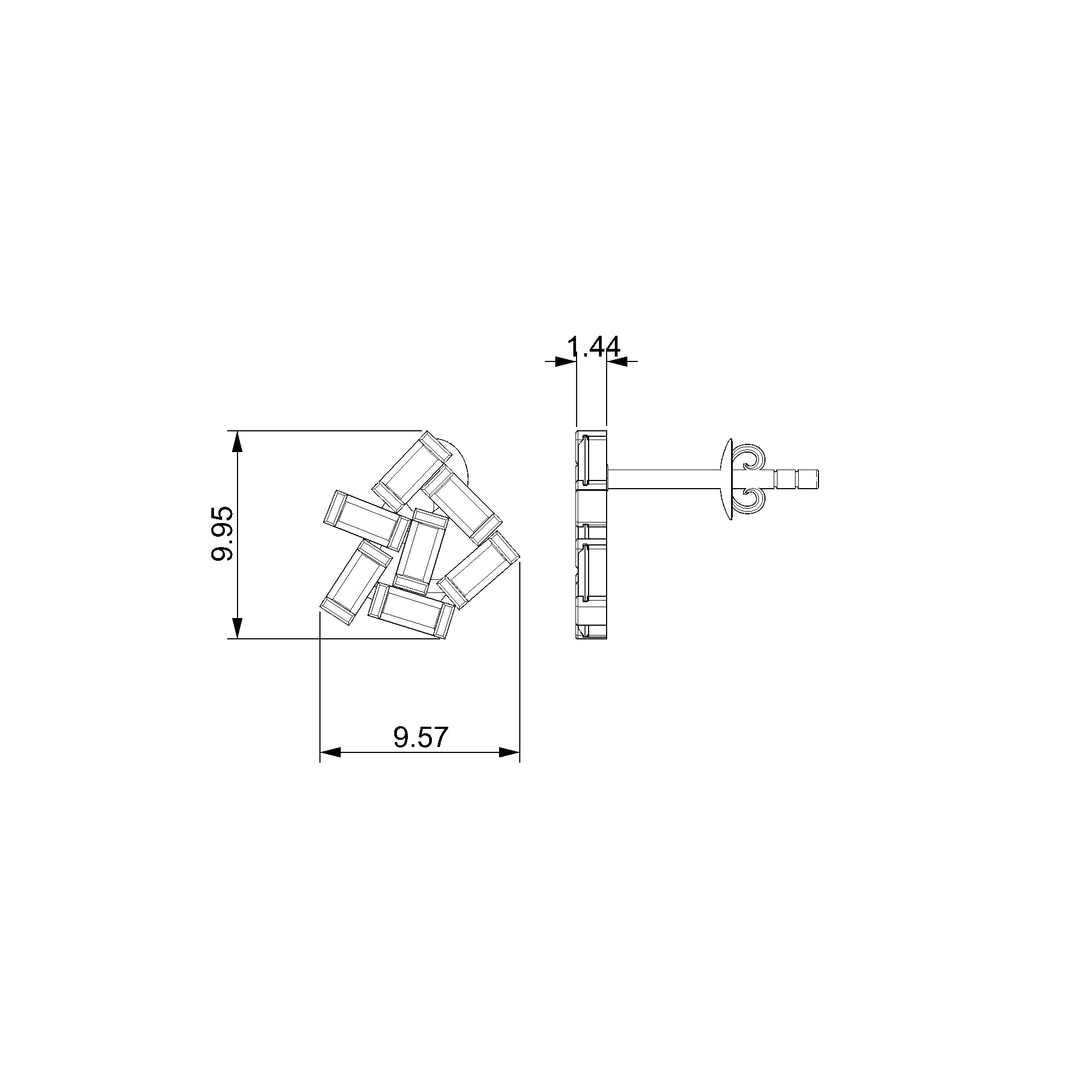 Pargold Solid Gold Avant-Garde Mosaic Stud Earrings-Static