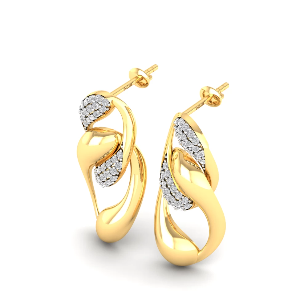 Pargold Solid Gold Infinite Grace Stud Earrings -Gold_Diamond_Diamond_Static_Gold