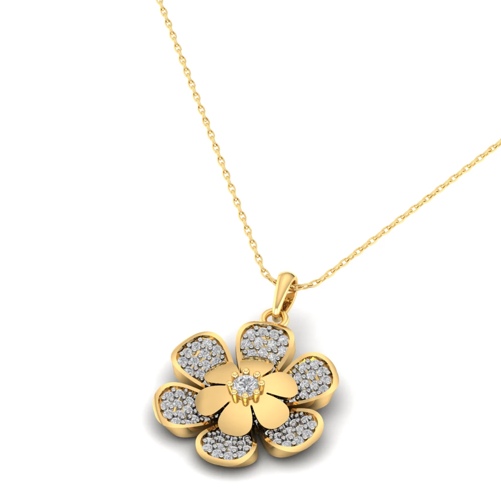 Pargold Solid Gold Bloom Essence Sparkle Pendant -Gold_Diamond_Diamond_Static_Gold