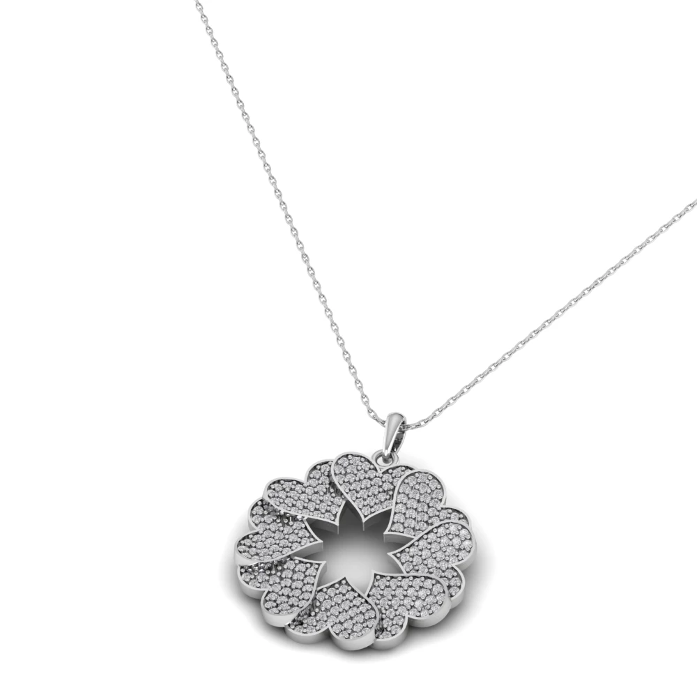 Pargold Solid Gold Floral Radiance Cluster Pendant -Silver_Diamond_Diamond_Static_Silver