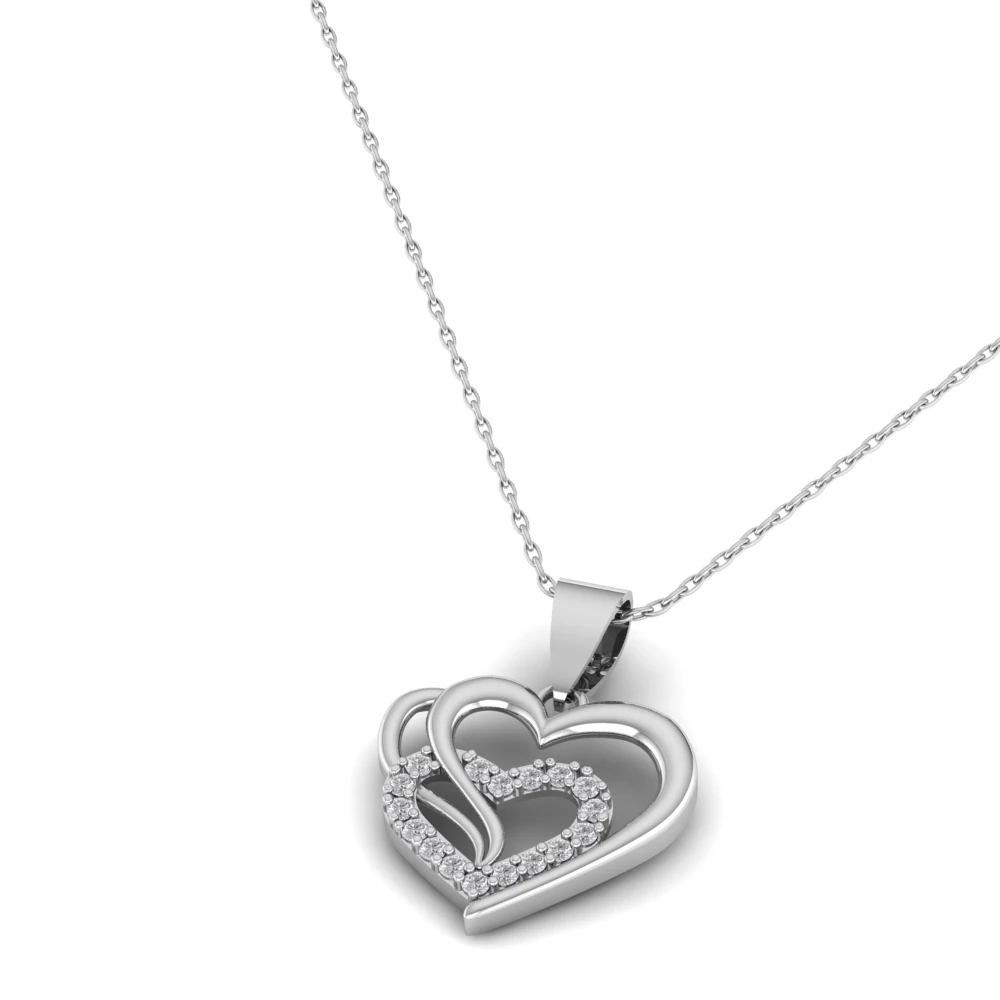 Pargold Solid Gold Entwined Hearts Spark Pendant -Silver_Diamond_Diamond_Static_Silver