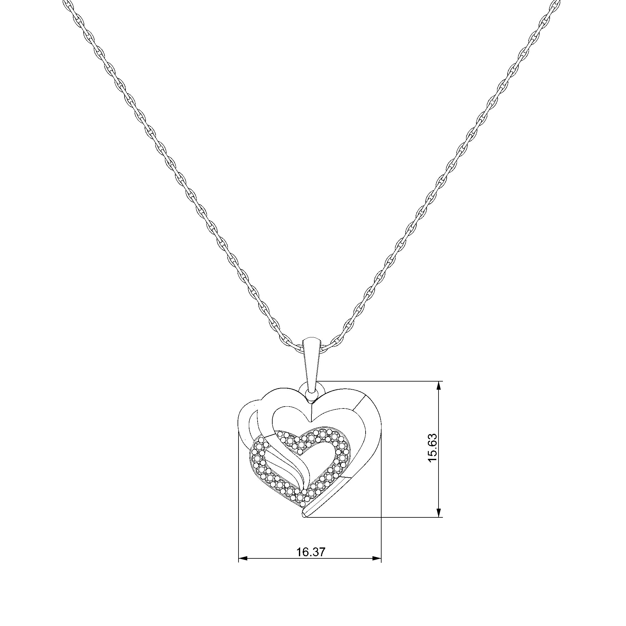 Pargold Solid Gold Entwined Hearts Spark Pendant-Static