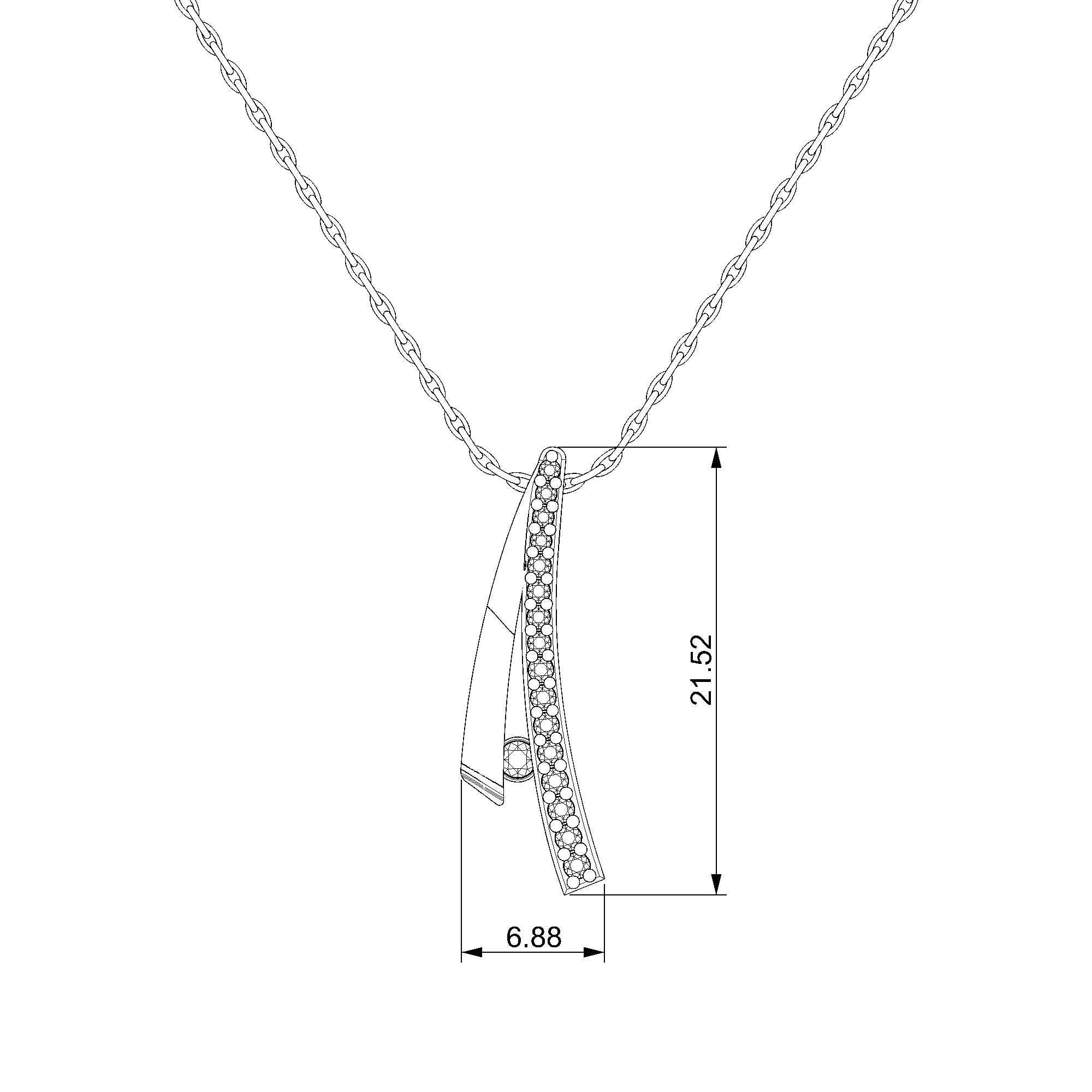 Pargold Solid Gold Elegantly Curved Radiant Gemstone Necklace-Static