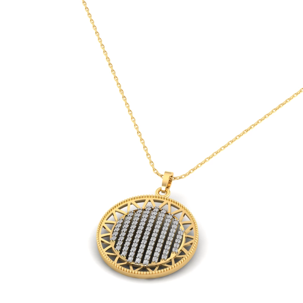 Pargold Solid Gold Luminous Aura Geometric Pendant -Gold_Diamond_Diamond_Static_Gold