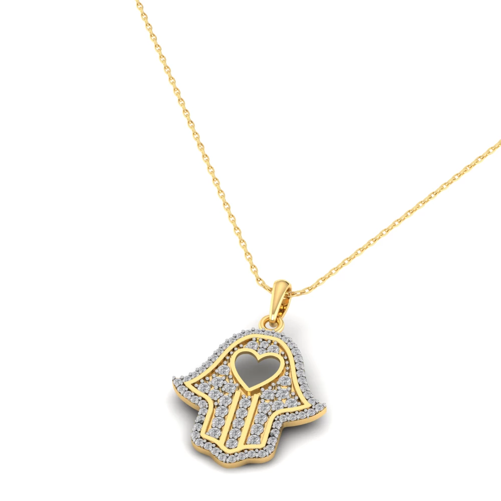 Pargold Solid Gold Guardian Hamsa Hand Pendant -Gold_Diamond_Diamond_Static_Gold