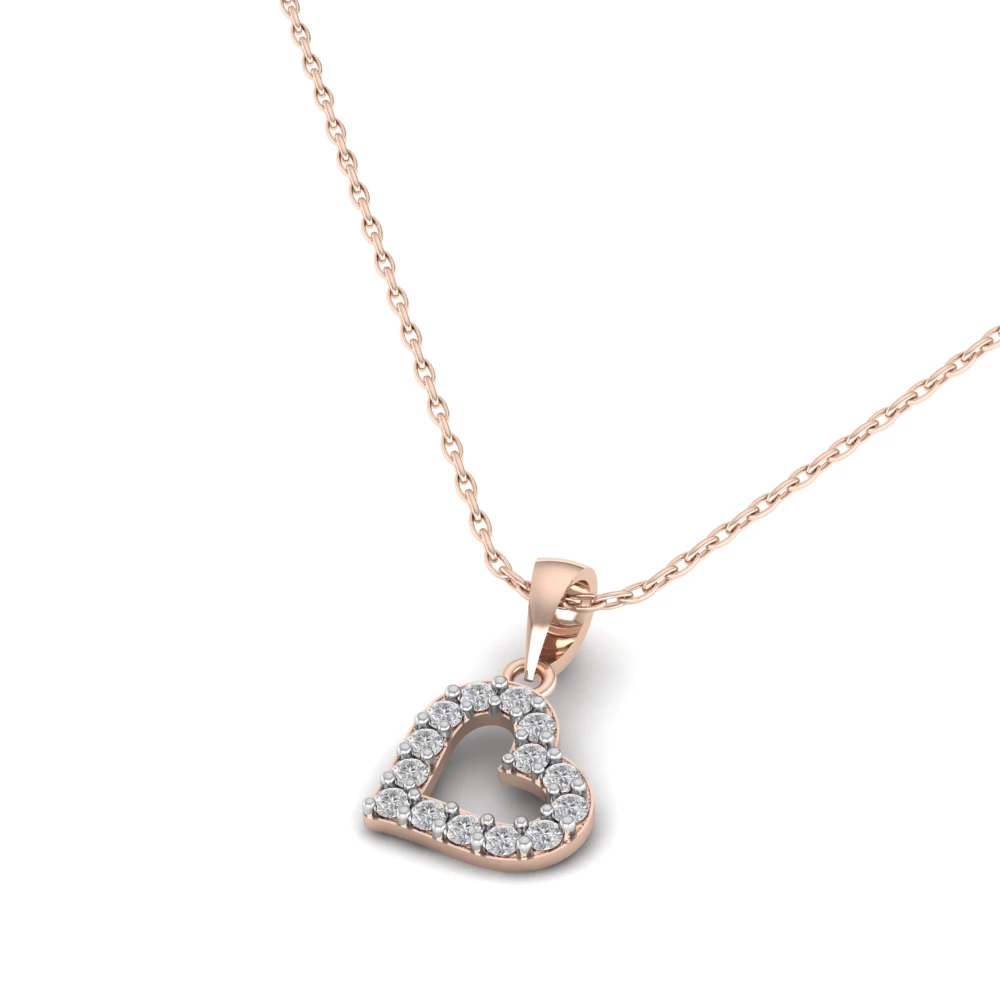 Pargold Solid Gold Heart Silhouette Pendant -Rose_Diamond_Diamond_Static_Rose