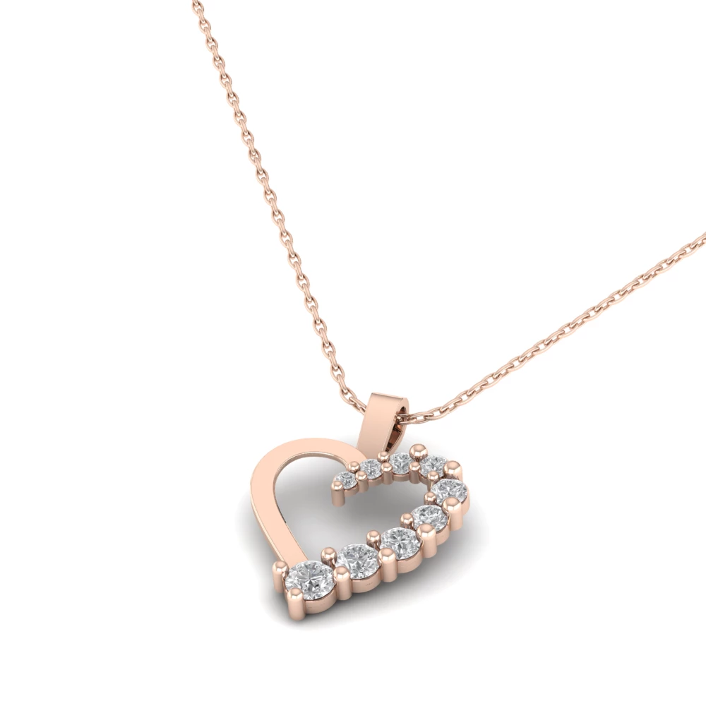 Pargold Solid Gold Asymmetrical Brilliance Heart Pendant -Rose_Diamond_Diamond_Static_Rose