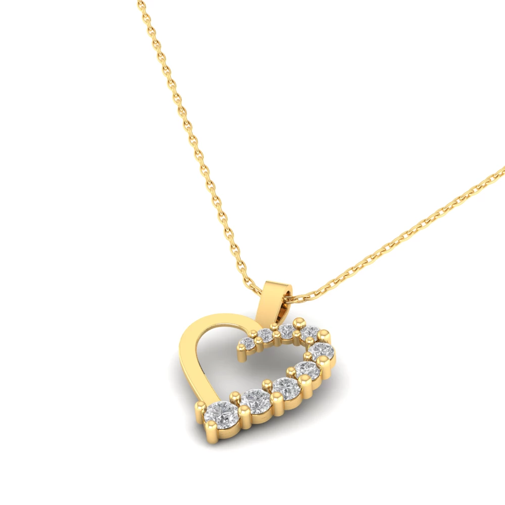 Pargold Solid Gold Asymmetrical Brilliance Heart Pendant -Gold_Diamond_Diamond_Static_Gold