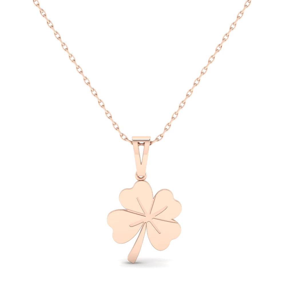 Pargold Solid Gold Four-Leaf Clover Charm Pendant -Rose_Static_Rose