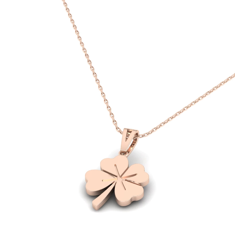 Pargold Solid Gold Four-Leaf Clover Charm Pendant -Rose_Static_Rose