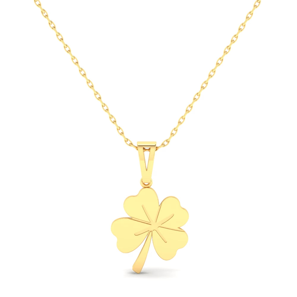 Pargold Solid Gold Four-Leaf Clover Charm Pendant -Gold_Static_Gold