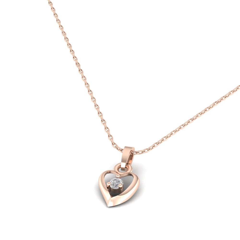 Pargold Solid Gold Lustrous Heart Solitaire Pendant -Rose_Diamond_Static_Rose