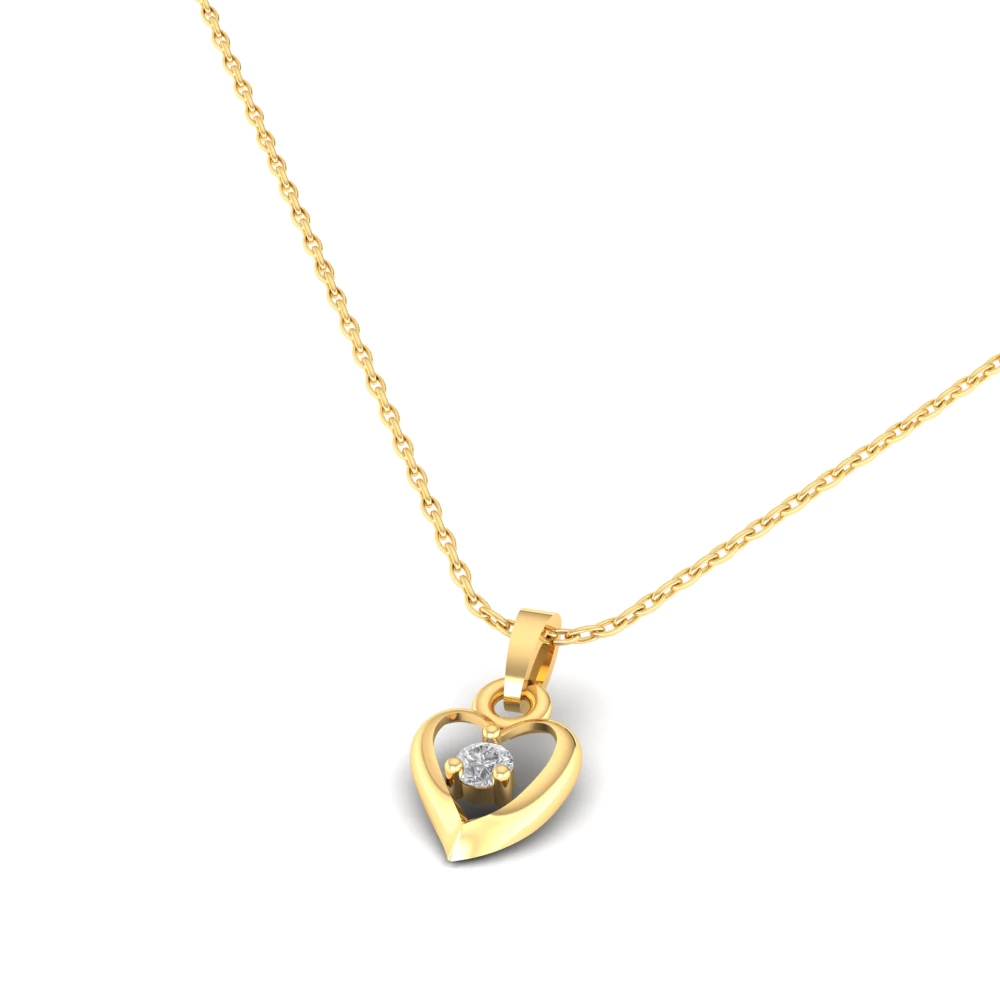 Pargold Solid Gold Lustrous Heart Solitaire Pendant -Gold_Diamond_Static_Gold