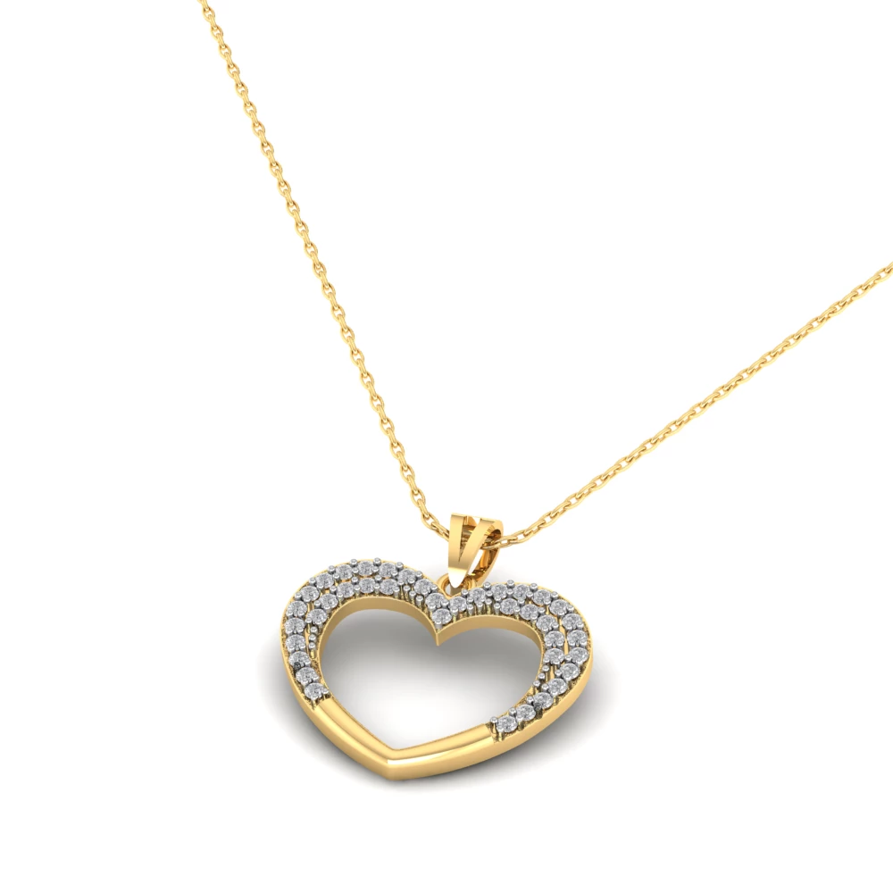 Pargold Solid Gold Celestial Gleam Heart Frame Pendant -Gold_Diamond_Diamond_Static_Gold