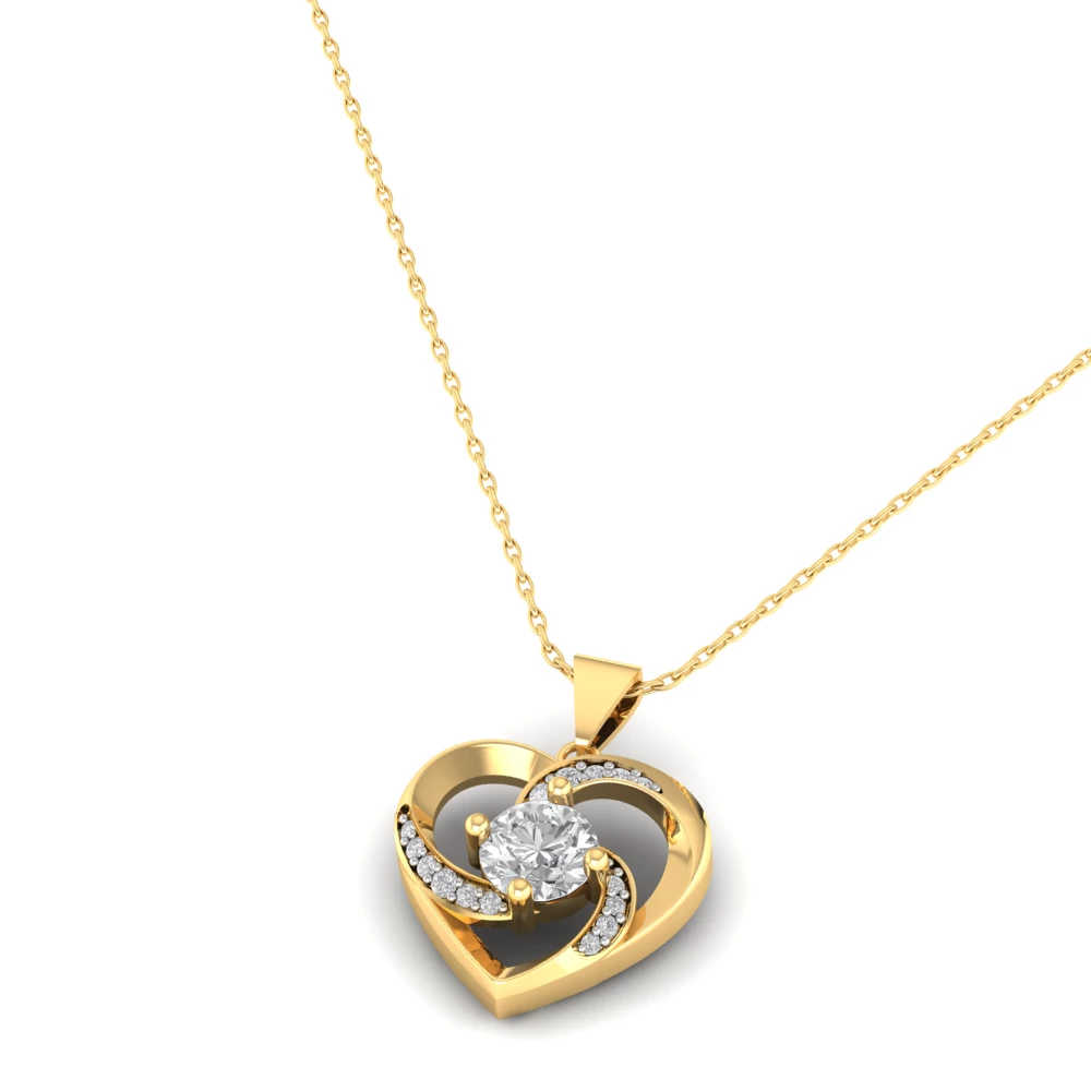 Pargold Solid Gold Solitaire Heart Pendant -Gold_Diamond_Diamond_Static_Gold