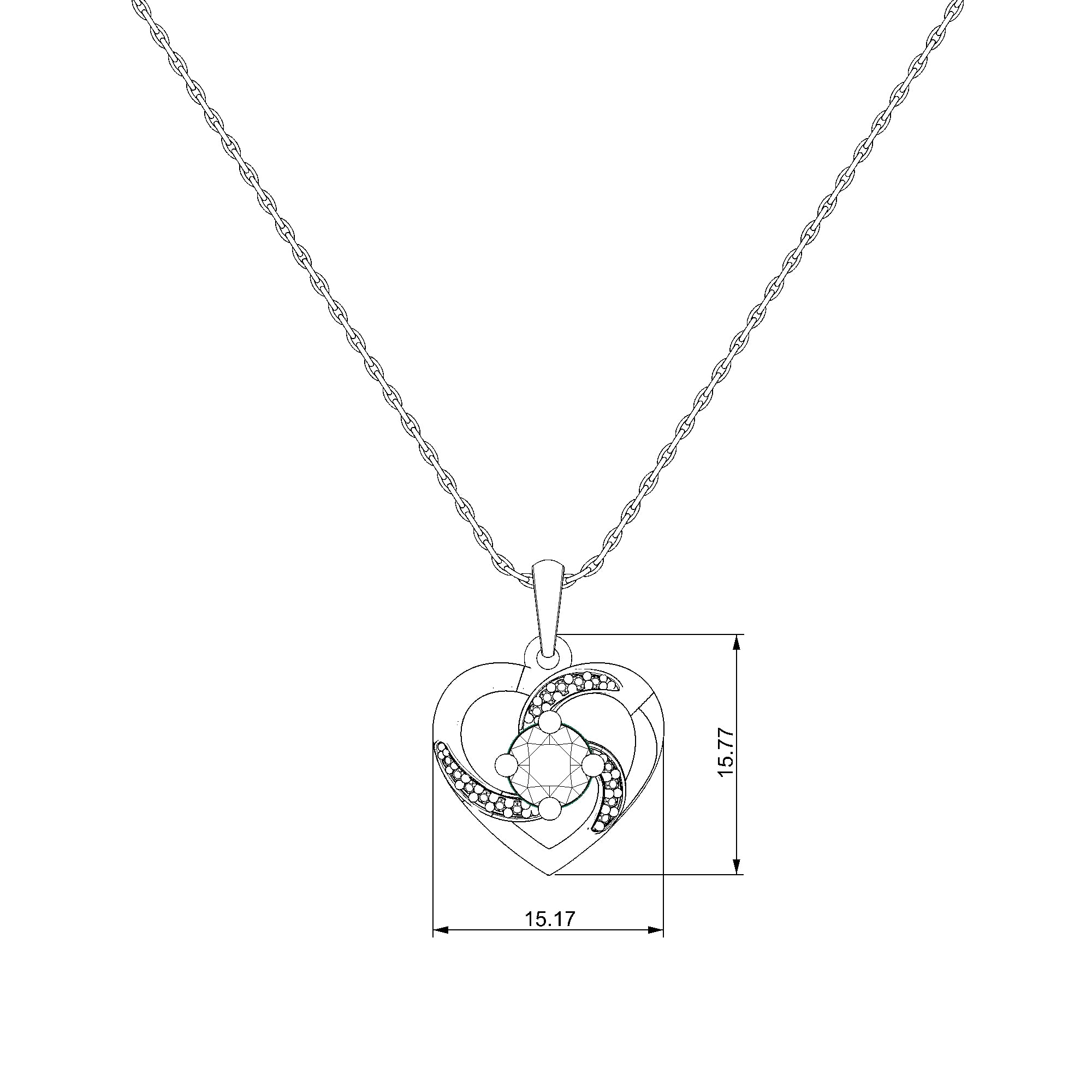 Pargold Solid Gold Solitaire Heart Pendant-Static