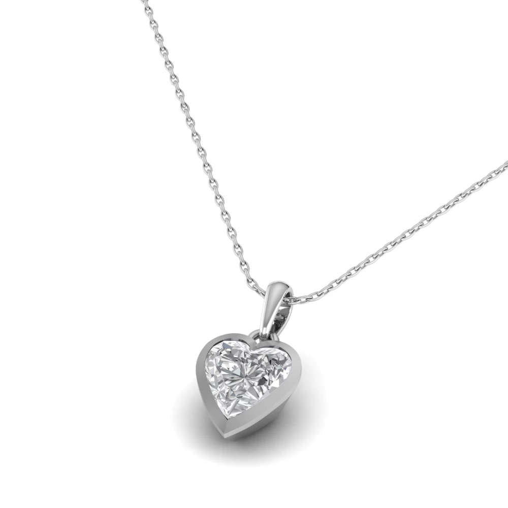 Pargold Solid Gold Solitaire Love Heart Pendant -Silver_Diamond_Static_Silver