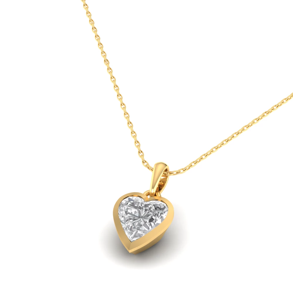 Pargold Solid Gold Solitaire Love Heart Pendant -Gold_Diamond_Static_Gold