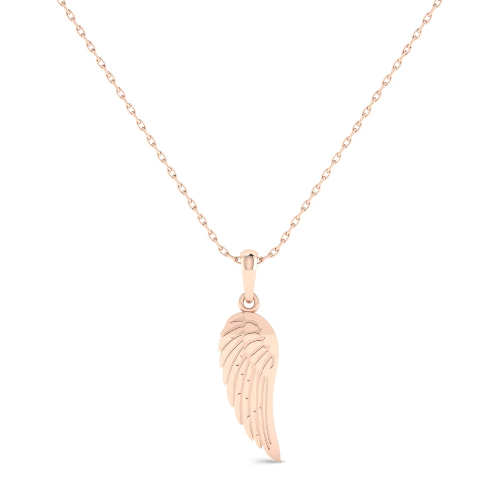 Pargold Solid Gold Celestial Feather Charm Pendant -Rose_Static_Rose