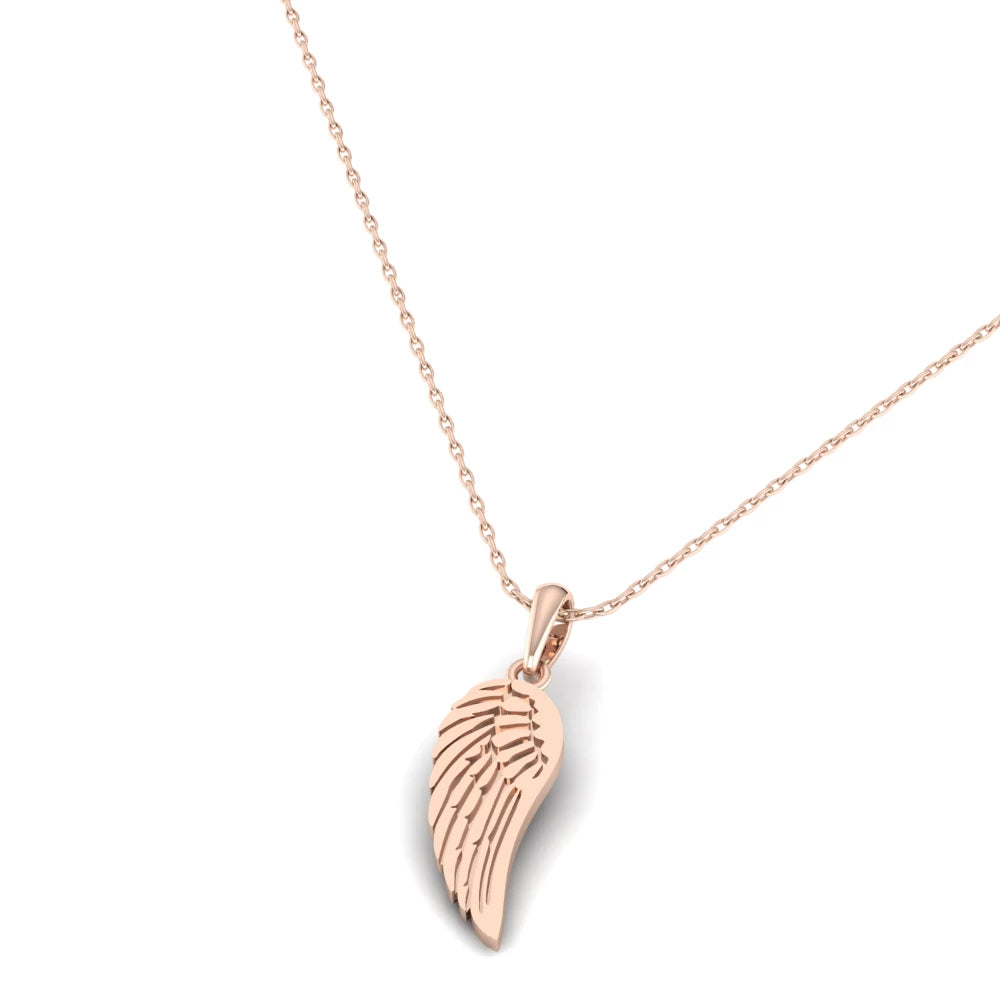 Pargold Solid Gold Celestial Feather Charm Pendant -Rose_Static_Rose