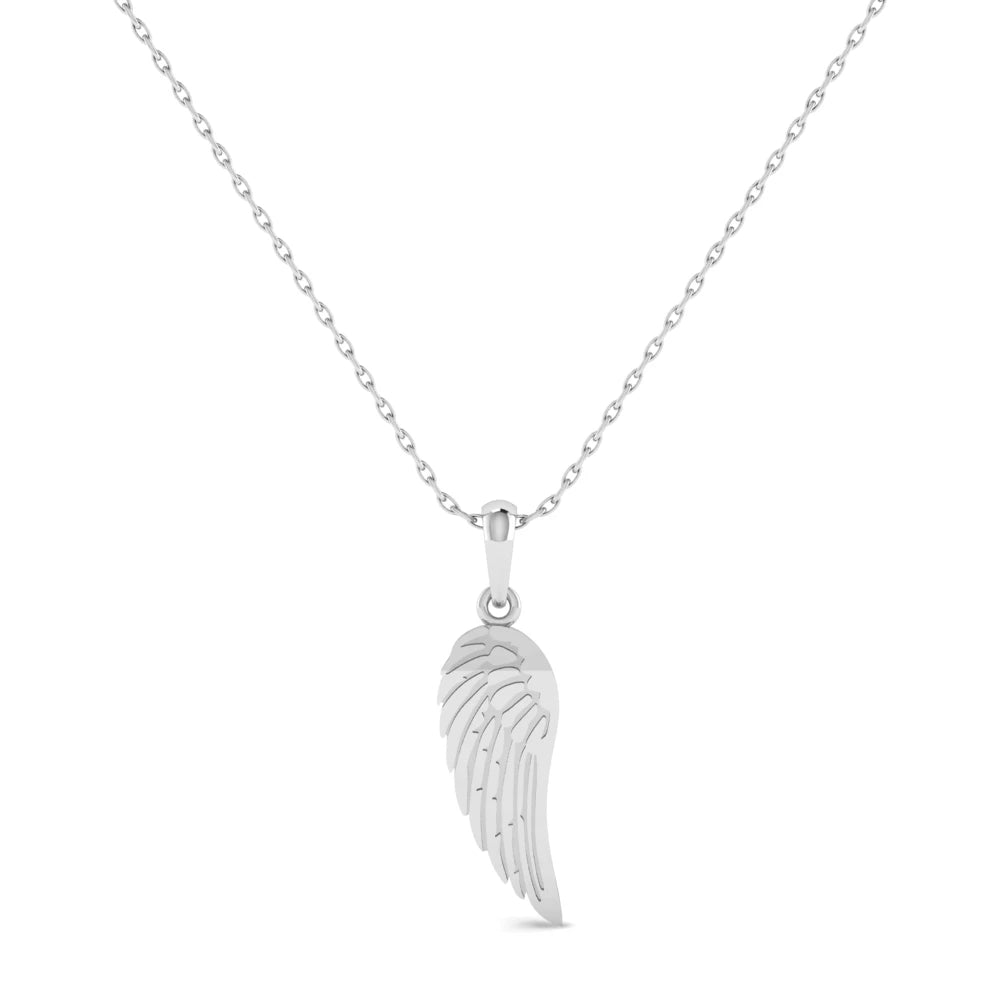 Pargold Solid Gold Celestial Feather Charm Pendant -Silver_Static_Silver