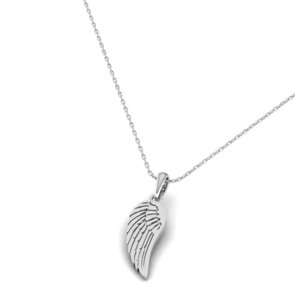 Pargold Solid Gold Celestial Feather Charm Pendant -Silver_Static_Silver