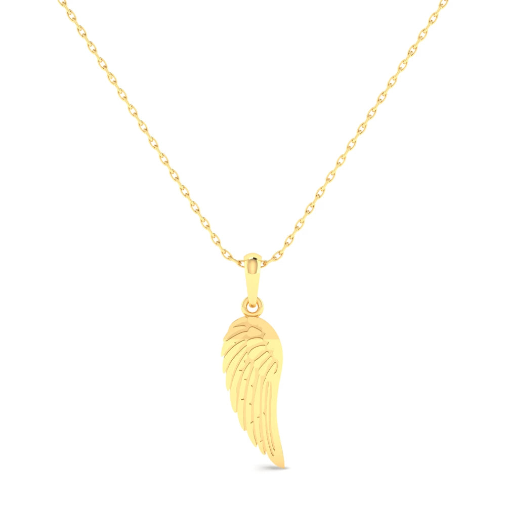 Pargold Solid Gold Celestial Feather Charm Pendant -Gold_Static_Gold