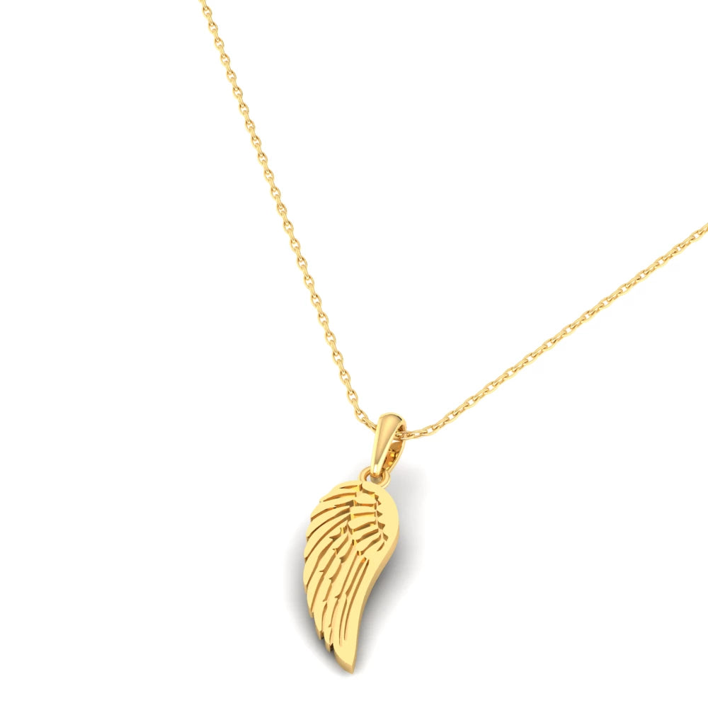 Pargold Solid Gold Celestial Feather Charm Pendant -Gold_Static_Gold