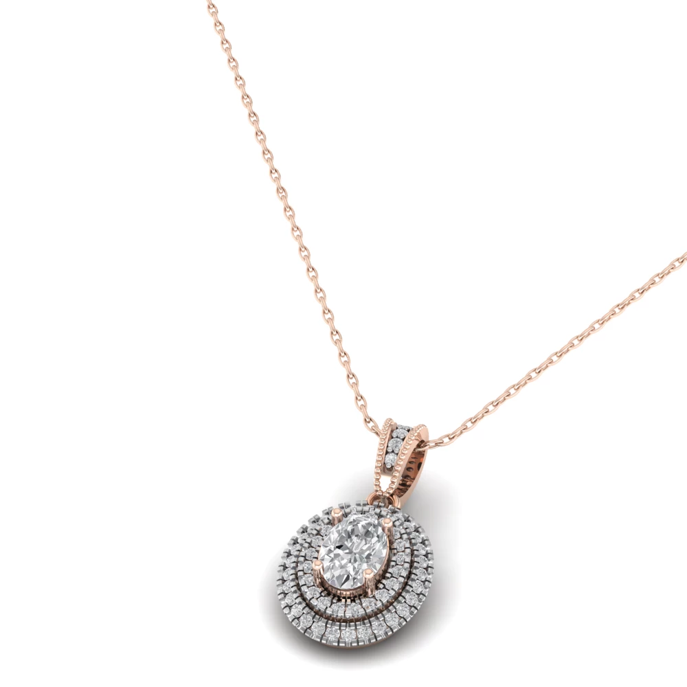 Pargold Solid Gold Eternal Shine Halo Solitaire Pendant -Rose_Diamond_Diamond_Static_Rose